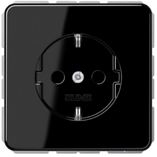 Розетка с заземлением без рамки Jung CD500 1-м. черный фото Розетка с заземлением без рамки Jung CD500 1-м. черный картинка